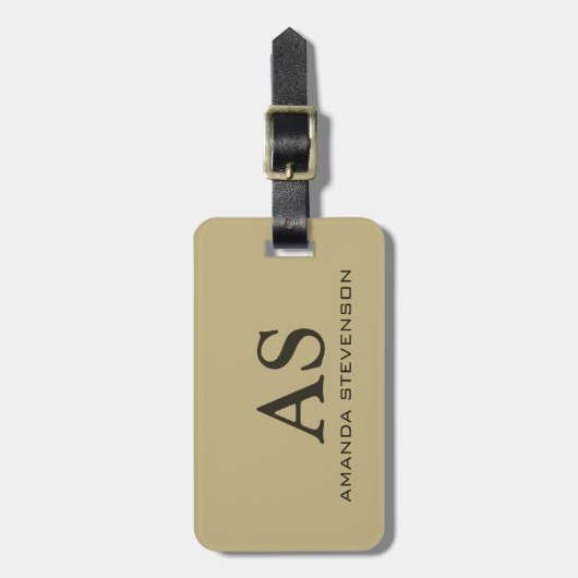 Uniek Ecru Beige Colour Monogram Bagagelabel (Voorkant verticaal)