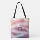 Uniek eenvoudig diagonaal strepen kunstpatroon tote bag (Achterkant)