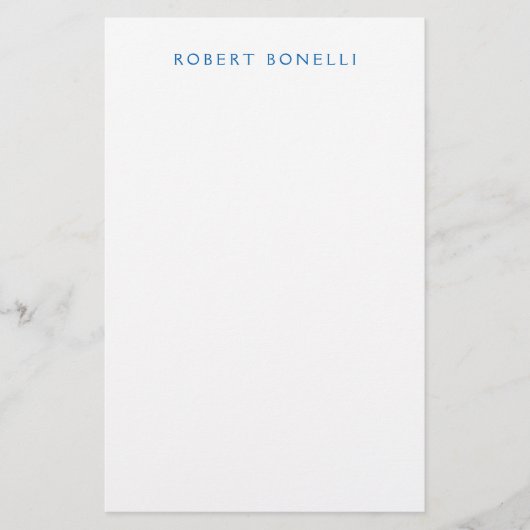 Uniek Eenvoudig Wit Blauw Minimalistisch Modern Briefpapier (Voorkant)