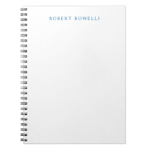 Uniek Eenvoudig Wit Blauw Minimalistisch Modern Notitieboek