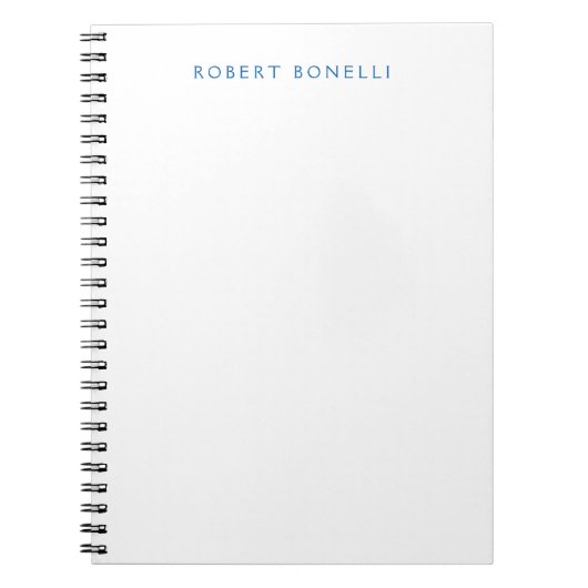 Uniek Eenvoudig Wit Blauw Minimalistisch Modern Notitieboek (Voorkant)