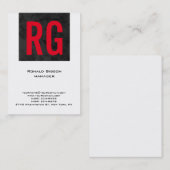 Uniek eenvoudig zwart wit rood monogram visitekaartje (Voorkant / Achterkant)