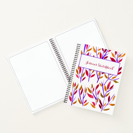 Uniek Eigen Waterverf AangepastHandboek Floral Not Notitieboek (Binnen)