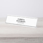 Uniek Elegant Gewoon Zwart Wit Bureau Naambordje (Voorkant)