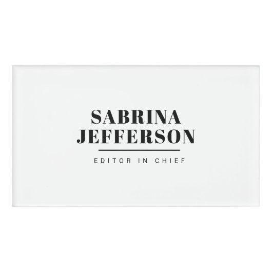 Uniek Elegant Gewoon Zwart Wit Naambadge (Voorkant)