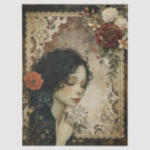Uniek Elegant Meisje & Zwarte Kat Tuin Bloemen Tissuepapier (Voorkant)