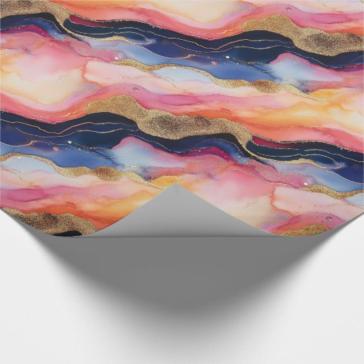 Uniek Elegant Modern Abstract Inkt Goud Violet Cadeaupapier (Hoek)