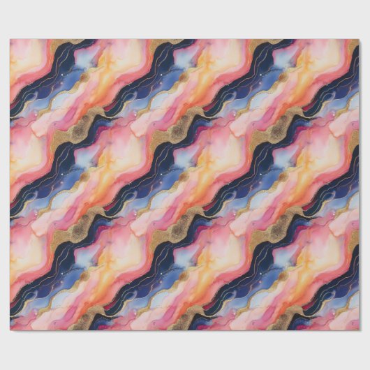 Uniek Elegant Modern Abstract Inkt Goud Violet Cadeaupapier (Vlak)