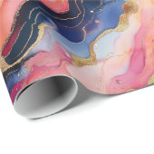 Uniek Elegant Modern Abstract Inkt Goud Violet Cadeaupapier (Rol Hoek)