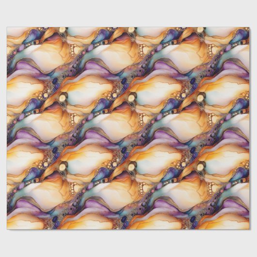 Uniek Elegant Modern Abstract Inkt Goud Violet Cadeaupapier (Vlak)