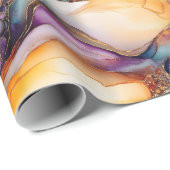 Uniek Elegant Modern Abstract Inkt Goud Violet Cadeaupapier (Rol Hoek)