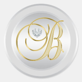 Uniek Elegant Silver Gold monogramed Initiaal "B" Ronde Sticker