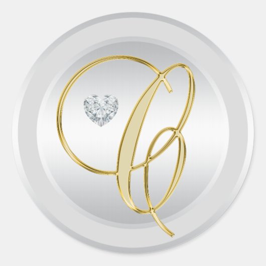 Uniek Elegant Zilvergoud Monogrammed Initiaal 'C' Ronde Sticker (Voorkant)