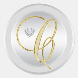 Uniek Elegant Zilvergoud Monogrammed Initiaal 'C' Ronde Sticker
