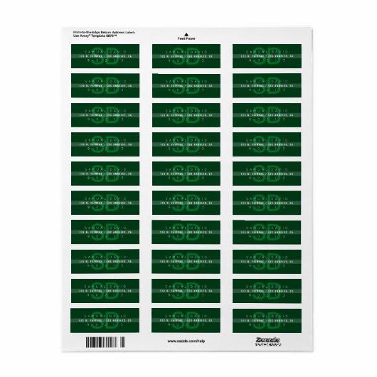 Uniek Emerald Green Modern retouradres Etiket (Full Sheet)