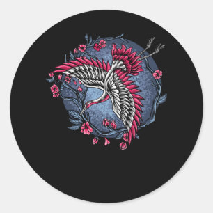 Uniek en kleurrijk Japans vliegende kruiken Ronde Sticker