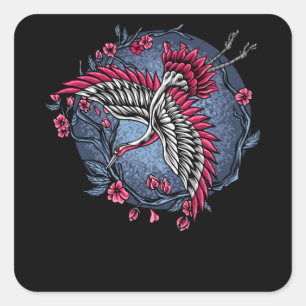 Uniek en kleurrijk Japans vliegende kruiken Vierkante Sticker