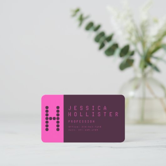 Uniek en modern | Roze en diepe Paars Visitekaartje (Staand voorkant)