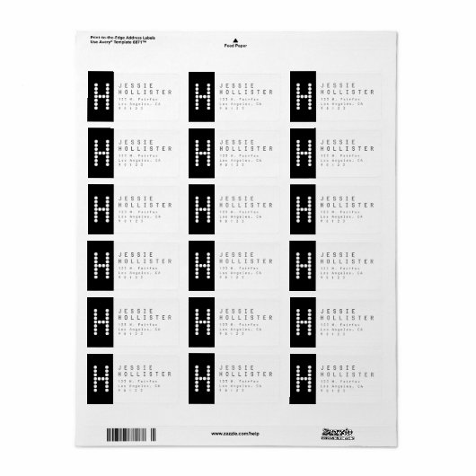 Uniek en modern | Zwart-wit retouradres Etiket (Full Sheet)