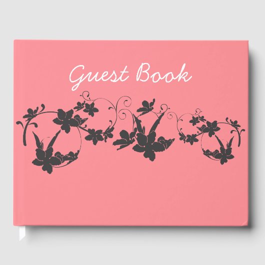 Uniek Floral roze gastboek Gastenboek (Voorkant)