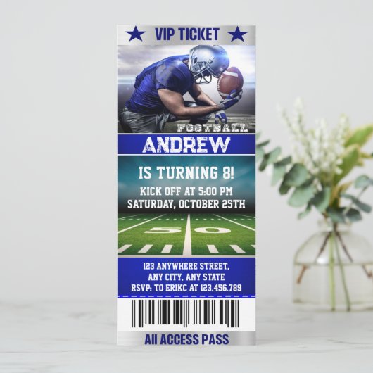 Uniek Football Ticket Ontwerp Verjaardagsuitnodigi Kaart (Staand voorkant)