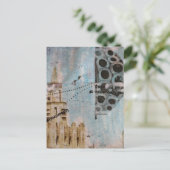 Uniek gebouw abstract mixed media collage briefkaart (Staand voorkant)