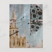 Uniek gebouw abstract mixed media collage briefkaart (Voorkant)