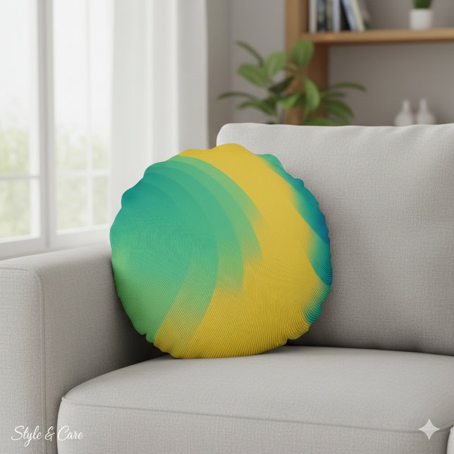 Uniek geel abstract ontwerp rond kussen (Unique Yellow Abstract Design Round Pillow)