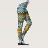 Uniek geel en blauw avy patroon leggings (Rechts)