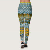 Uniek geel en blauw avy patroon leggings (Achterkant)