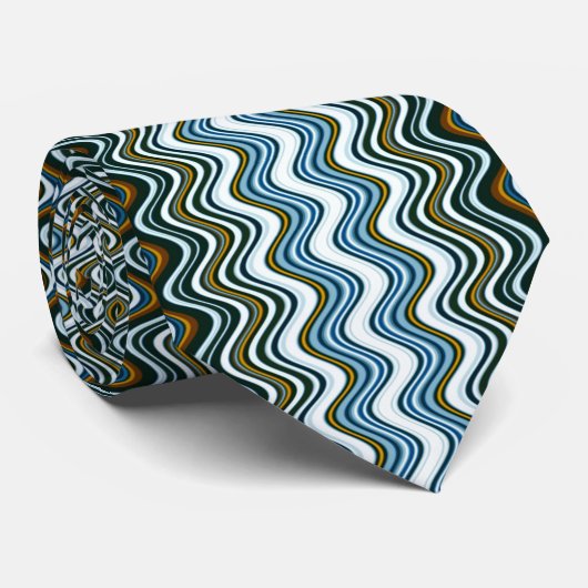 Uniek geel en blauw avy patroon stropdas (Opgerold)