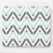 Uniek geometrisch lichtblauw grijs Chevron-patroon Muismat (Voorkant)