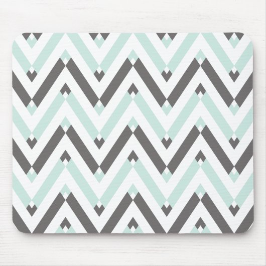 Uniek geometrisch lichtblauw grijs Chevron-patroon Muismat (Voorkant)