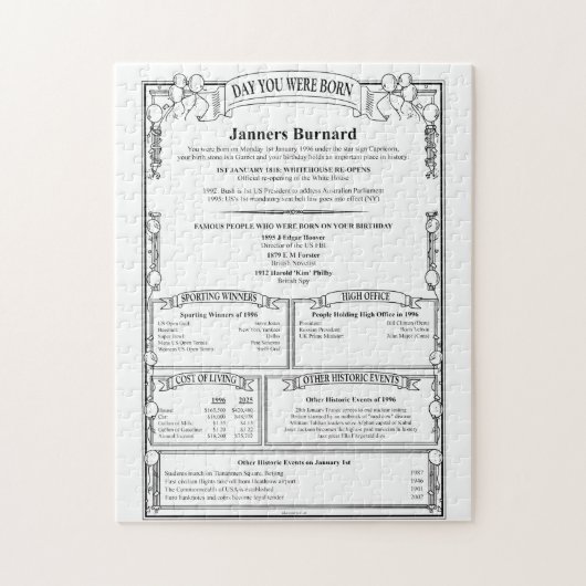 Uniek gepersonaliseerd voor de dag verjaardag gesc legpuzzel (Verticaal)