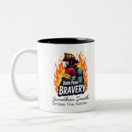 Uniek geschenk voor brandweerman of brandweerlid tweekleurige koffiemok