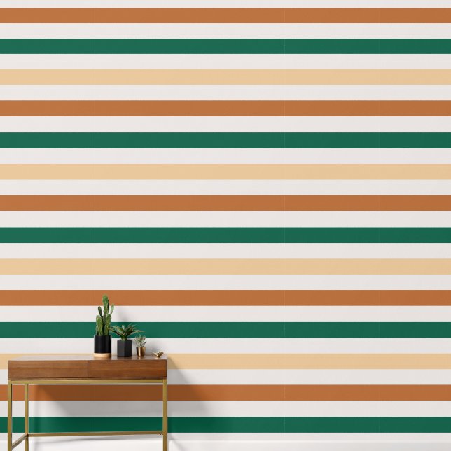 Uniek Gestreept Bruin & Groen Kleurrijk Patroon Behang (Hal)