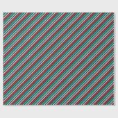 Uniek Gestreept Patroon Groene Kerstmis Cadeaupapier (Vlak)