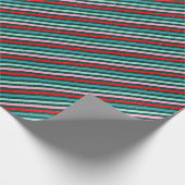 Uniek Gestreept Patroon Groene Kerstmis Cadeaupapier (Hoek)