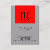 Uniek gewoon grijs professioneel monogram visitekaartje (Voorkant)