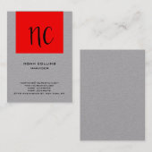 Uniek gewoon grijs professioneel monogram visitekaartje (Voorkant / Achterkant)