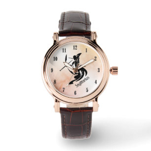 Uniek Gezicht Boogschutter Dierenriem met Zwarte G Horloge