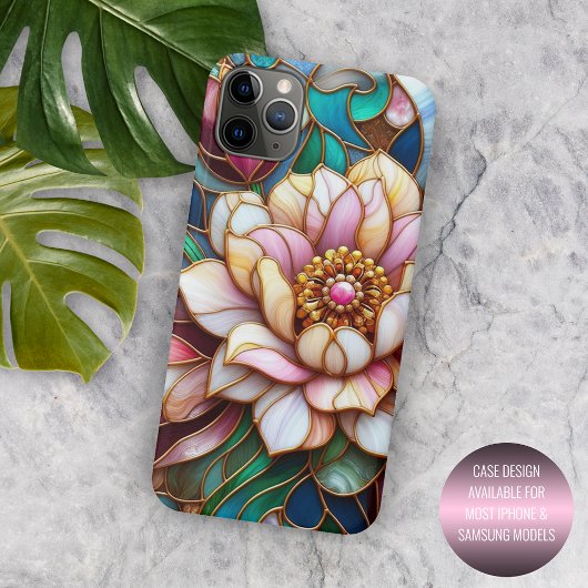Uniek Glas in lood bloemenmozaïek kunstpatroon Case-Mate iPhone Case