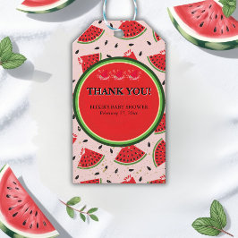 Uniek Glitter Modern Watermelon Baby shower Cadeaulabel