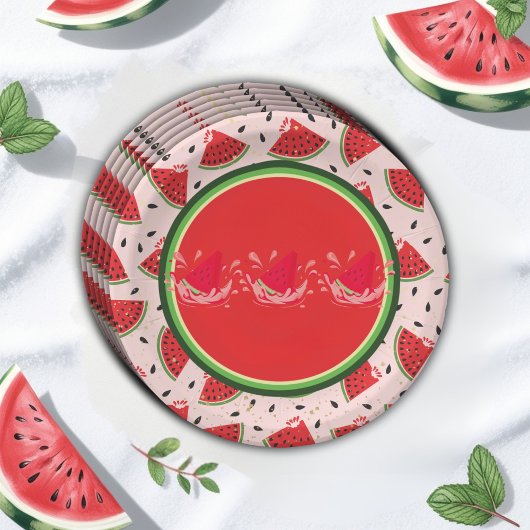 Uniek Glitter Modern Watermelon Baby shower Papieren Bordje