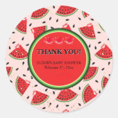 Uniek Glitter Modern Watermelon Baby shower Ronde Sticker (Voorkant)