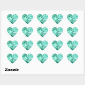 Uniek Glitter Sparkle Mint Green Crinkle Design Hart Sticker (Vel)