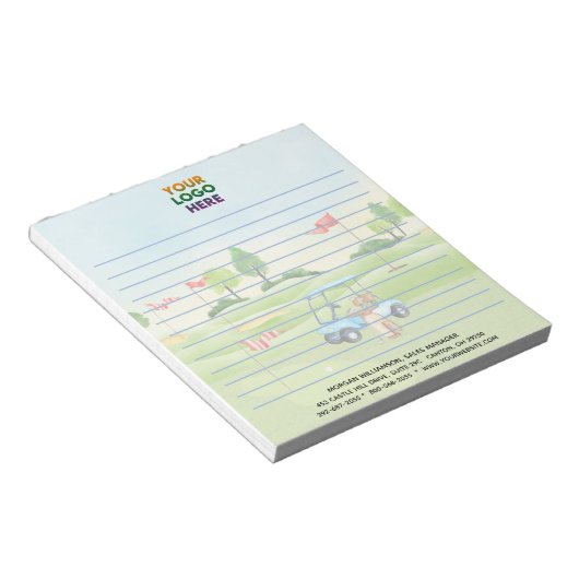 Uniek golfthema Corporate Logo Lined Notitieblok (Schuin)