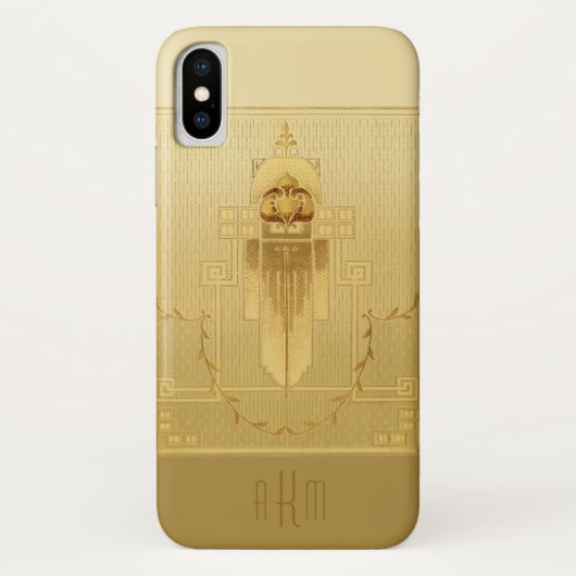 Uniek Goud Art Deco Monogram Case-Mate iPhone Case (Achterkant)