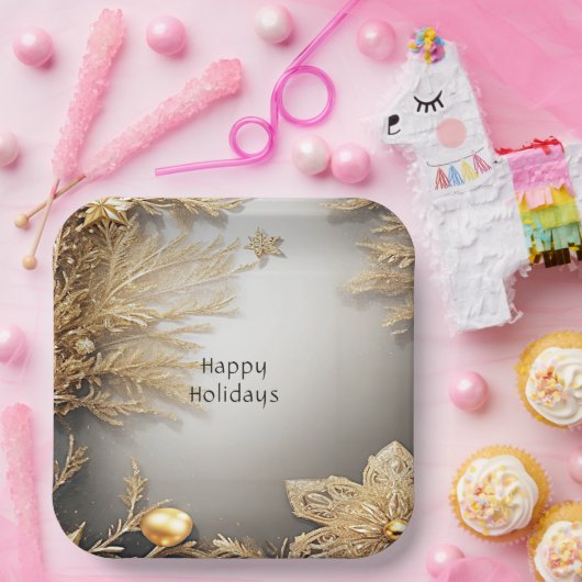 Uniek Goud Decoratief Vakantiepapier Bord (Feest)