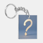 Uniek gouden vraagteken met een blauwe achtergrond sleutelhanger (Voorkant Links)